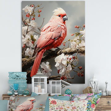 Chirping Red Cardinal Serenade - Bird Framed Canvas Art